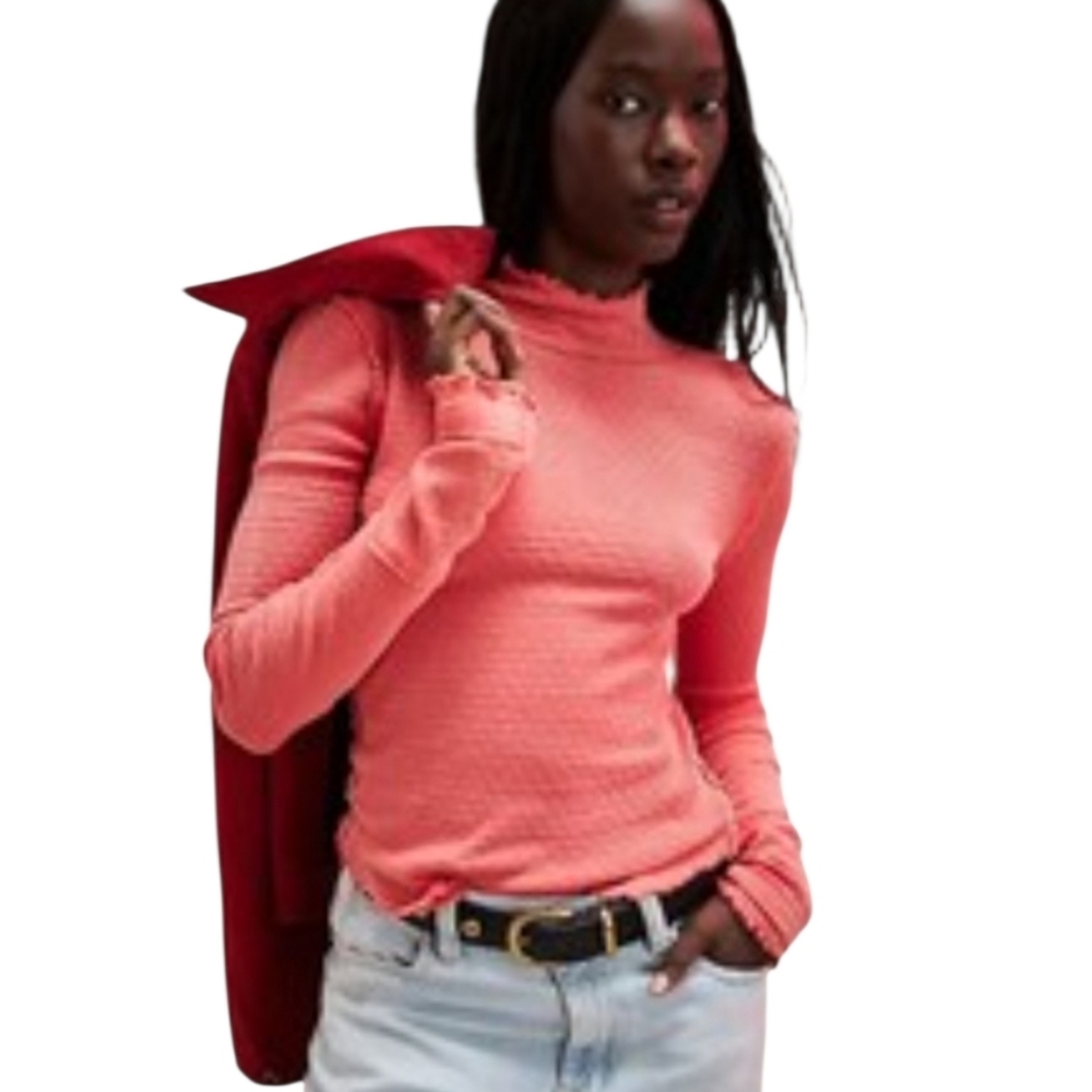 Free‎ People We The Free Sara Pointelle Top in Salmon Size Medium